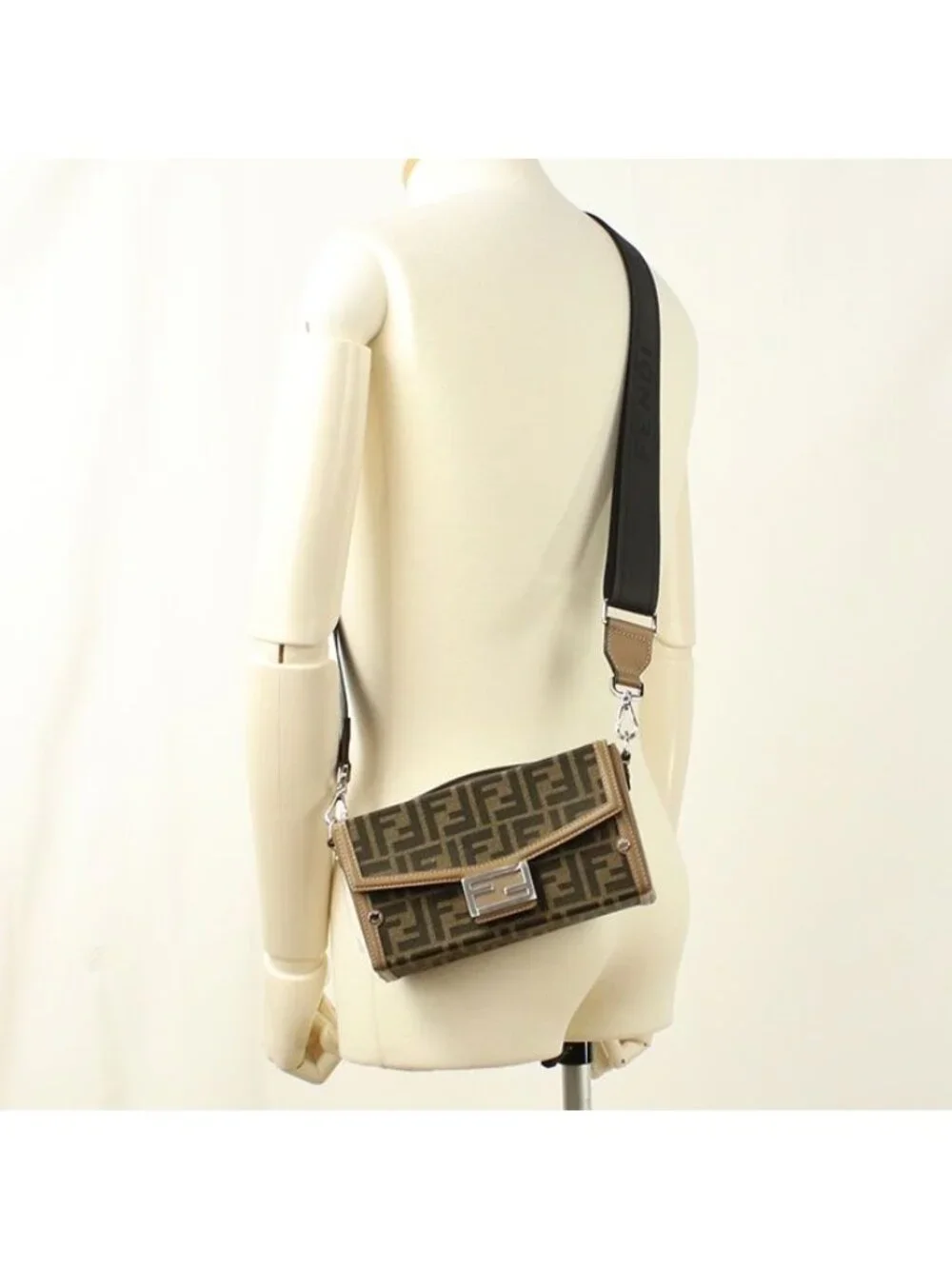 Fendi Soft Trunk 2-Way Baguette Handbag Jacquard